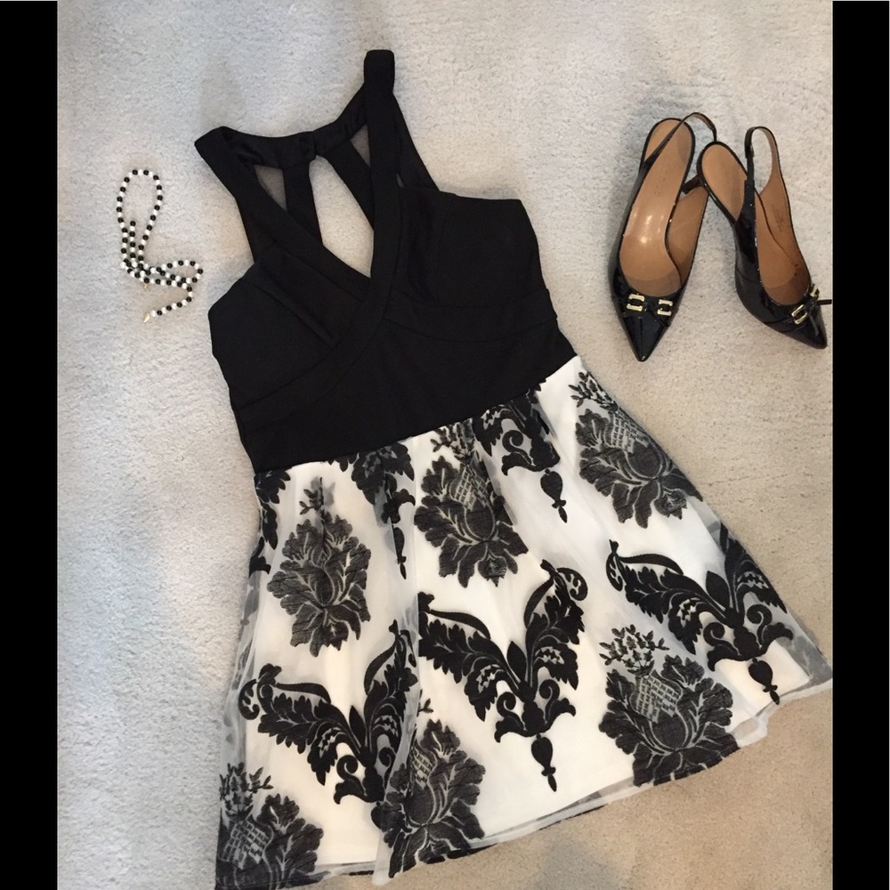 Adorable polyester blend dress with fancy overlay